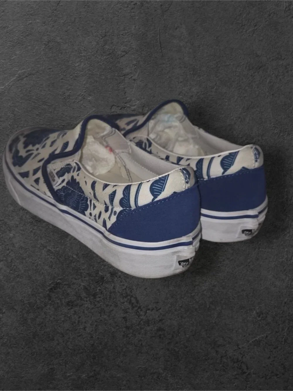 Vans Classic Slip-On Blue White Floral Print Sneakers
